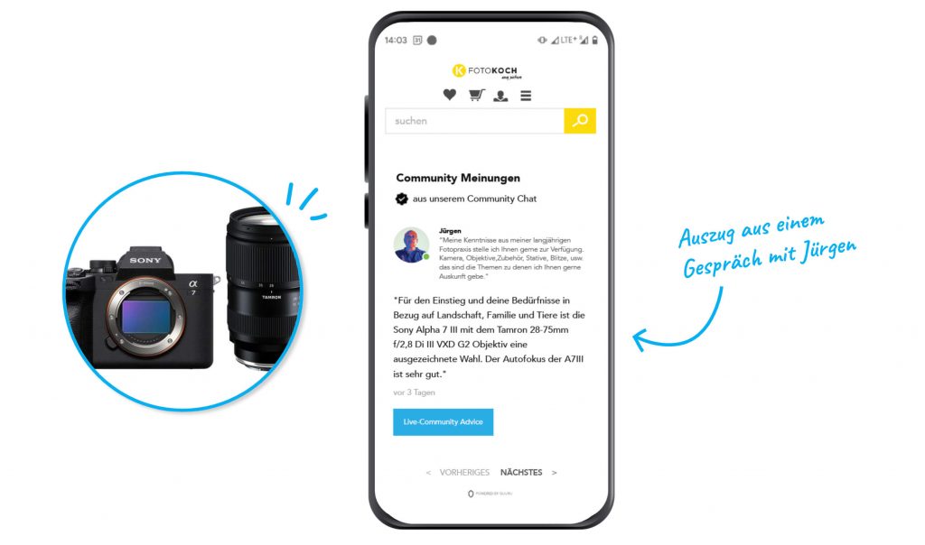 Community Content aus einem Live-Community-Chat mit Jürgen, einem leidenschaftlichen Fotografen und Kunden von FotoKoch.